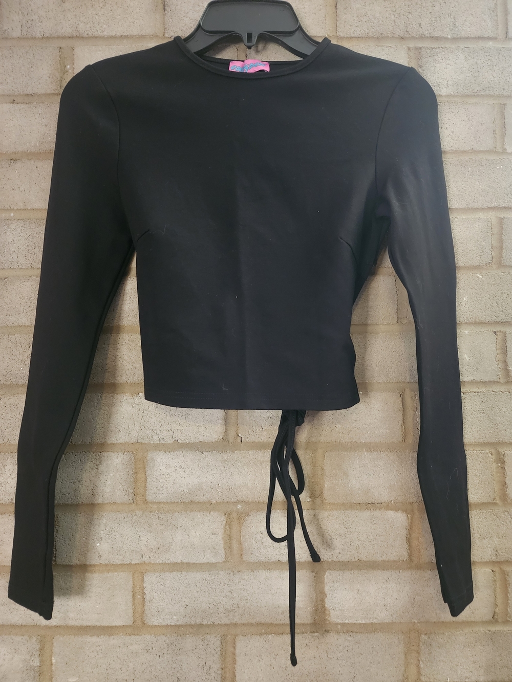Nwot Editked Women’s Black Long-Sleeve Crop Top with Tie Back